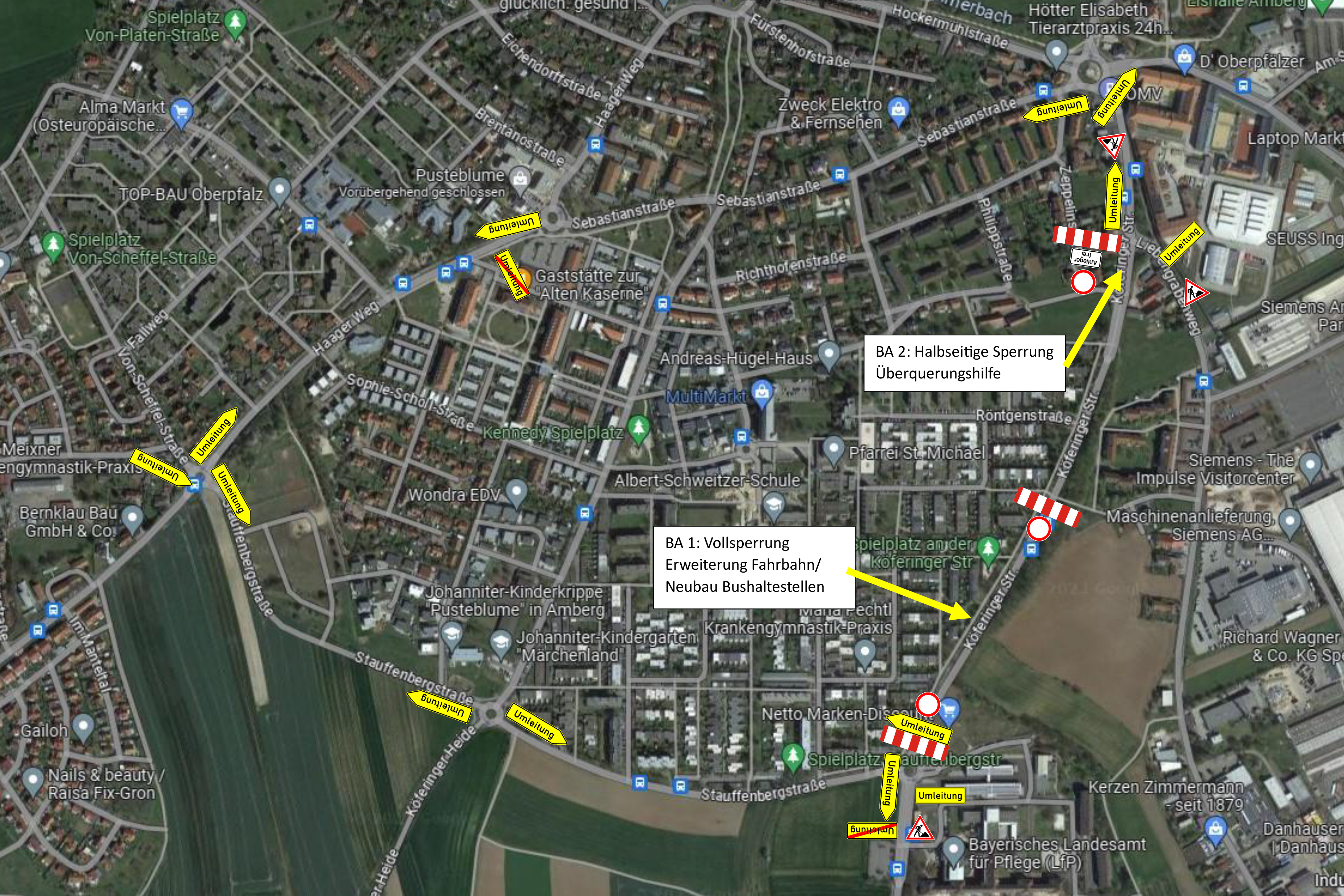 Köferinger Straße von 18.9. bis 21.12. gesperrt