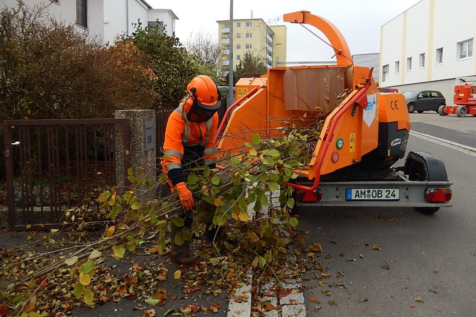 Häckselaktion der Stadtgärtnerei Amberg. Foto/Copyright: Susanne Uschold, Stadt Amberg